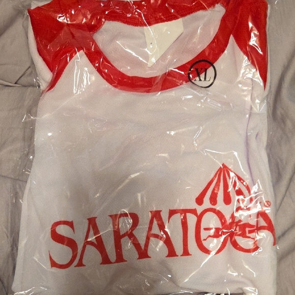 A.P.C. Saratoga Racetrack Red and White Long Sleeve Tee - Picture 4 of 4